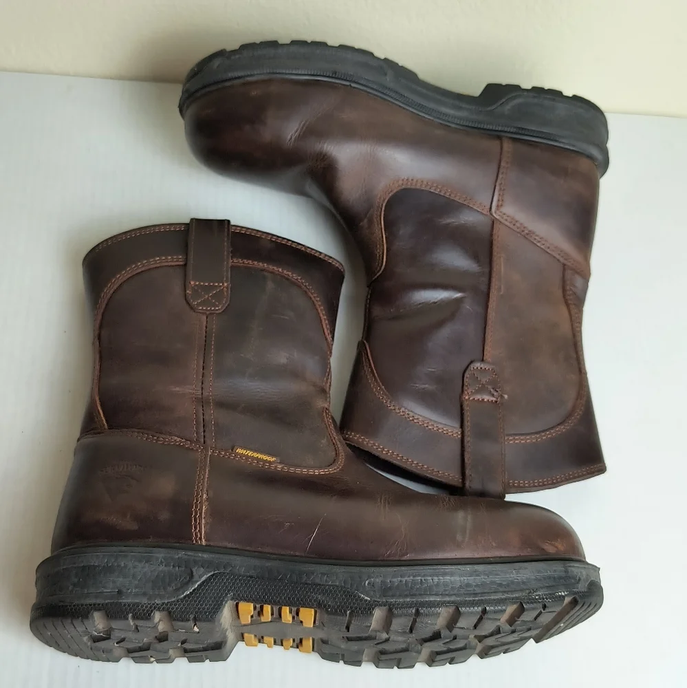 Herman Survivors 8 Men's Dark Brown Leather Plower Waterproof Pull Work  Boots